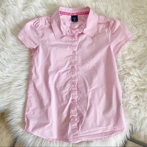 Gap Kids Pink Short Sleeve Button Down Dress Shirt
